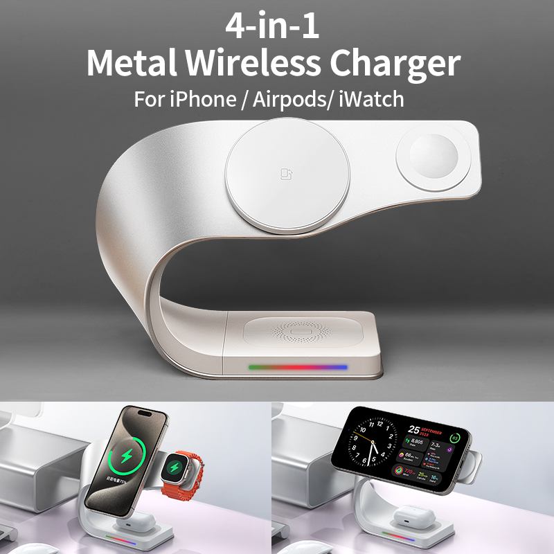 Wireless Charger Watch - แท่นชาร์จไร้สาย 4 in 1 แบบโลหะ สำหรับ