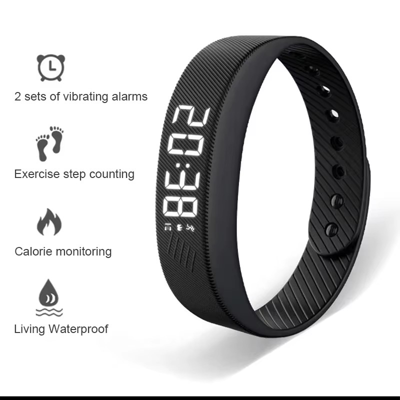 Android Smartwatch Accessories - สมาร์ทแบนด์ นาฬิกาอัจฉริยะ LED ดิจิทัล กันน้ำ พร้อมฟังก์ชันวัดก้าวเดิน