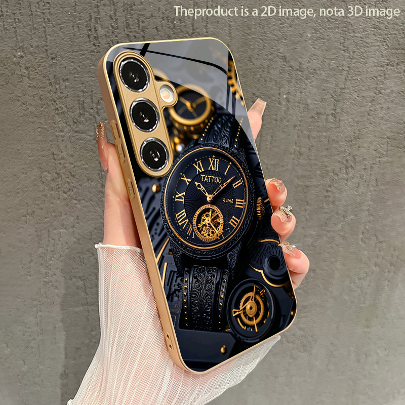 Watch Face Protector - เคสโทรศัพท์ลายนาฬิกาทองแบบ 2D สำหรับ Samsung S26 S25
