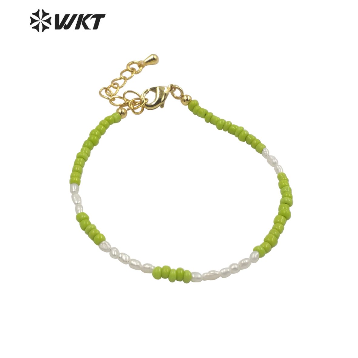 Ceramic Link Bracelet - สร้อยข้อมือผู้หญิง WT-MPB079 ดีไซน์หรูหรา ประดับด้วยลูกปัดเซรามิกขนาดเล็ก 2 มม.