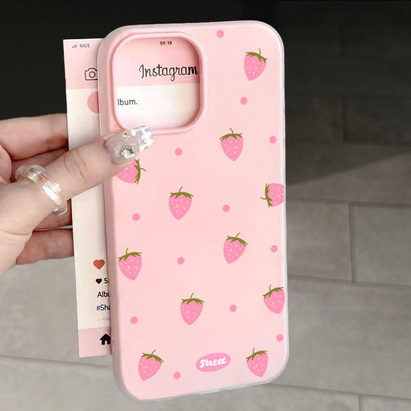 Xiaomi Redmi Note 13 - เคสโทรศัพท์ลายสตรอว์เบอร์รีสีชมพูหวาน สำหรับ Redmi 10 11 12
