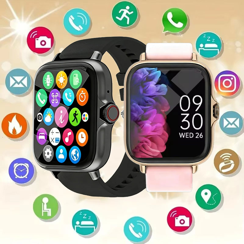Android Smartwatch Accessories - นาฬิกาอัจฉริยะมัลติฟังก์ชันรุ่นใหม่ปี 2026 สำหรับผู้ชายและผู้หญิง เชื่อมต่อบลูทูธกับโทรศัพท์ ฟังเพลง ติดตามการออกกำลังกายและกีฬา