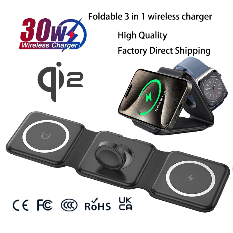 Wireless Charger Watch - แท่นชาร์จแม่เหล็กพับได้ Universal Qi2 สำหรับเดินทาง ใช้ได้กับ iPhone
