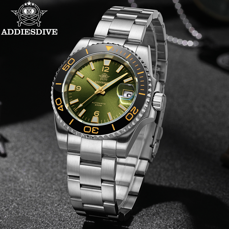 Ceramic Link Bracelet - ADDIESDIVE AD2085 นาฬิกาดำน้ำสำหรับผู้ชายญี่ปุ่น NH35A 20Bar กันน้ำคริสตัลแซฟไฟร์