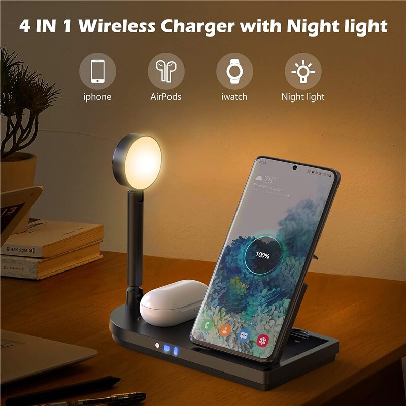 แท่นชาร์จไร้สายแบบพับได้ 3-in- - Wireless Charger Watch บทวิจารณ์และราคา