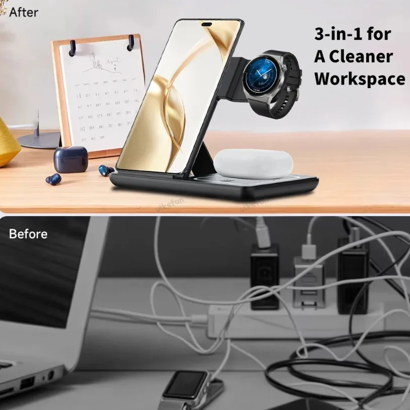 แท่นชาร์จไร้สายแบบพับได้ 3 in  - Wireless Charger Watch บทวิจารณ์และราคา