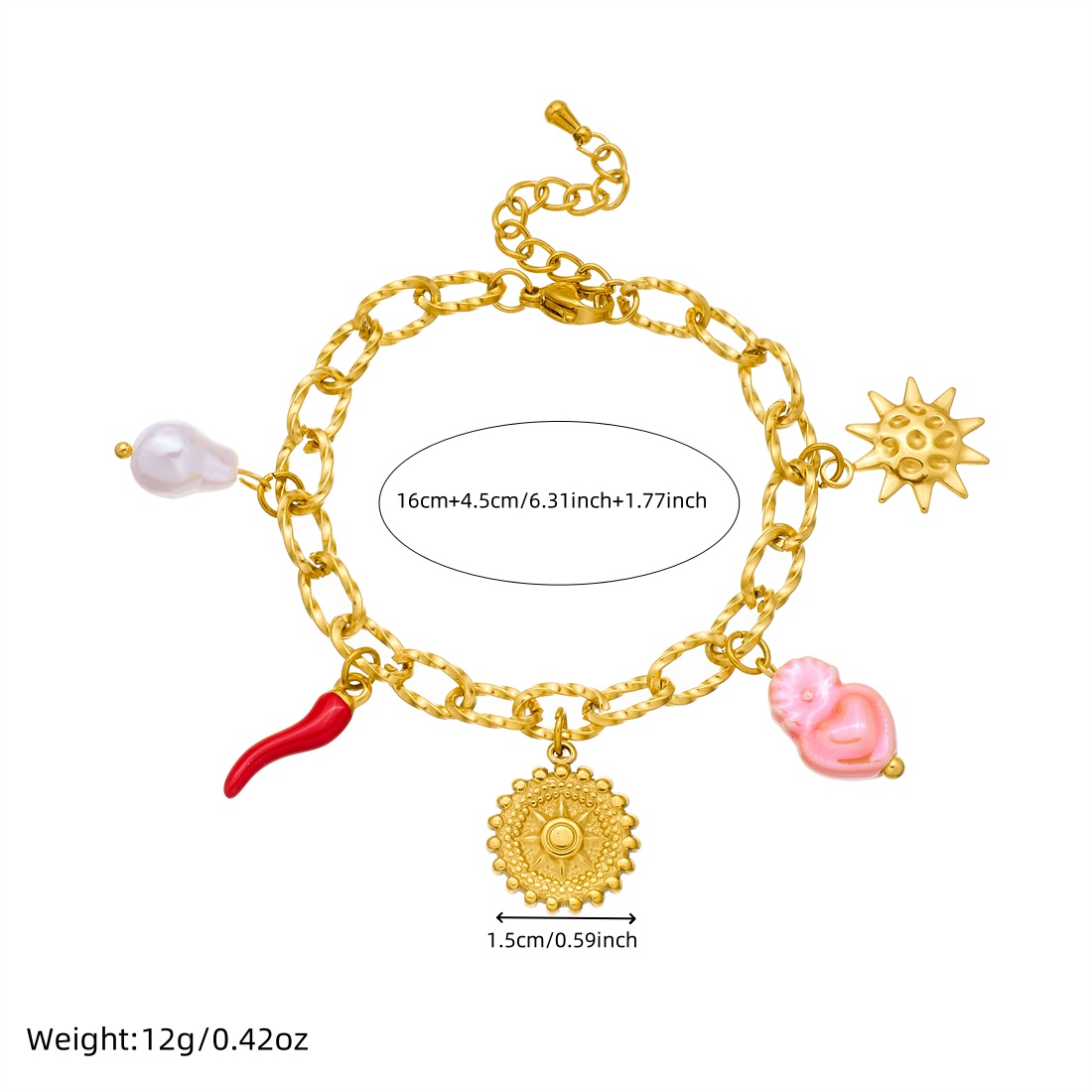 สร้อยข้อมือจี้รูปหัวใจประดับมุ - Ceramic Link Bracelet บทวิจารณ์และราคา