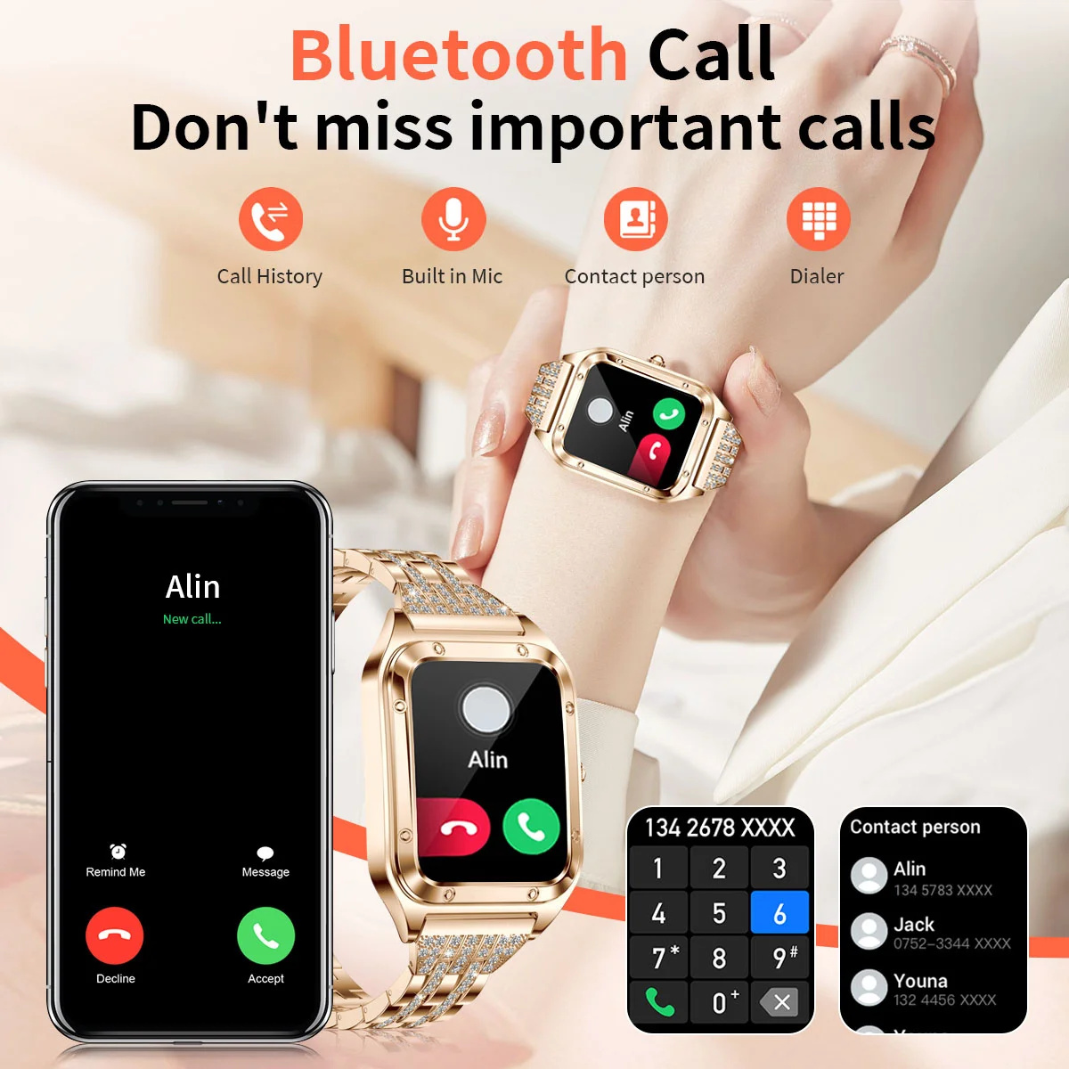 1.57 นิ้วนาฬิกาสมาร์ทสุดหรูผู้ - Smartwatch Face บทวิจารณ์และราคา