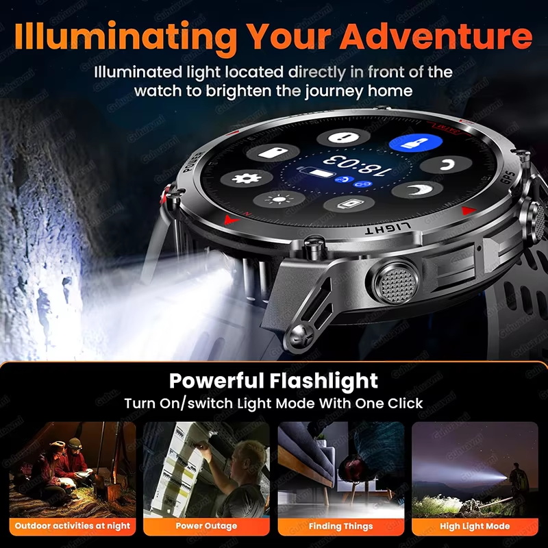 ทหาร 540mAh GPS สมาร์ทวอทช์ 3A - Android Smartwatch Accessories บทวิจารณ์และราคา
