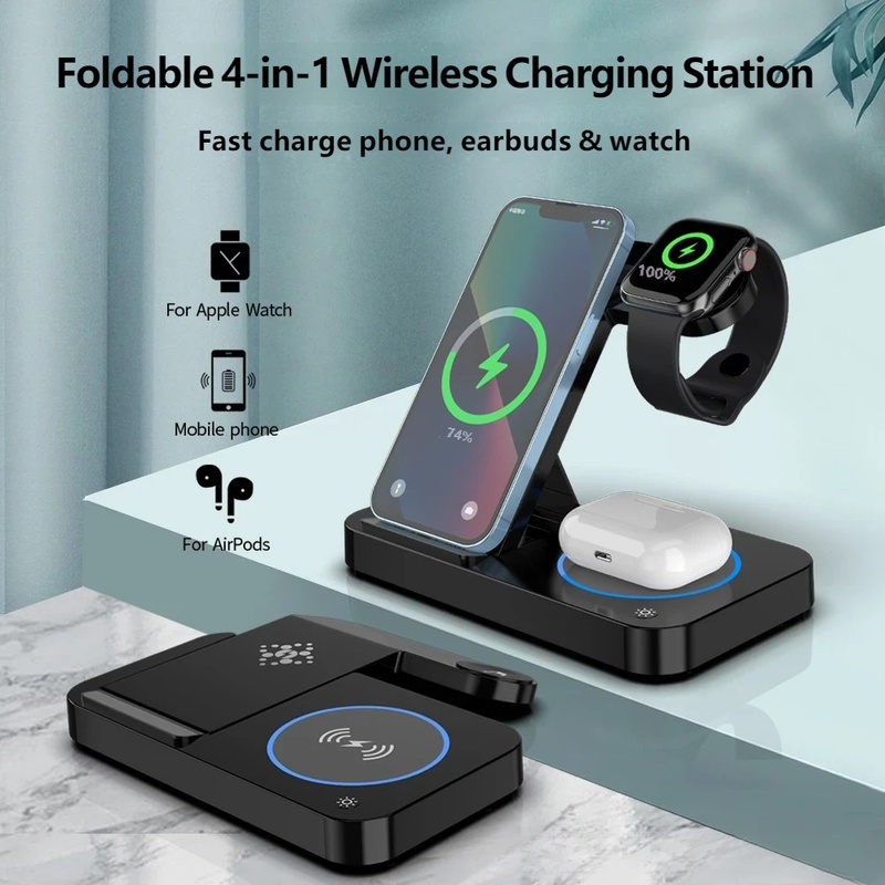 แท่นชาร์จไร้สายแบบพับได้ 4 in  - Wireless Charger Watch บทวิจารณ์และราคา